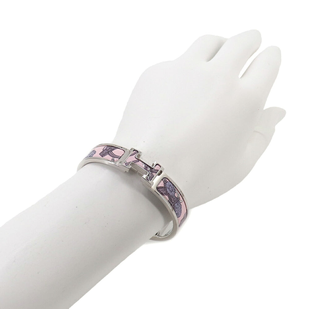 Hermes Clic H PM Honage Brides de Coeur Bangle Pink Silver — New - Store Return