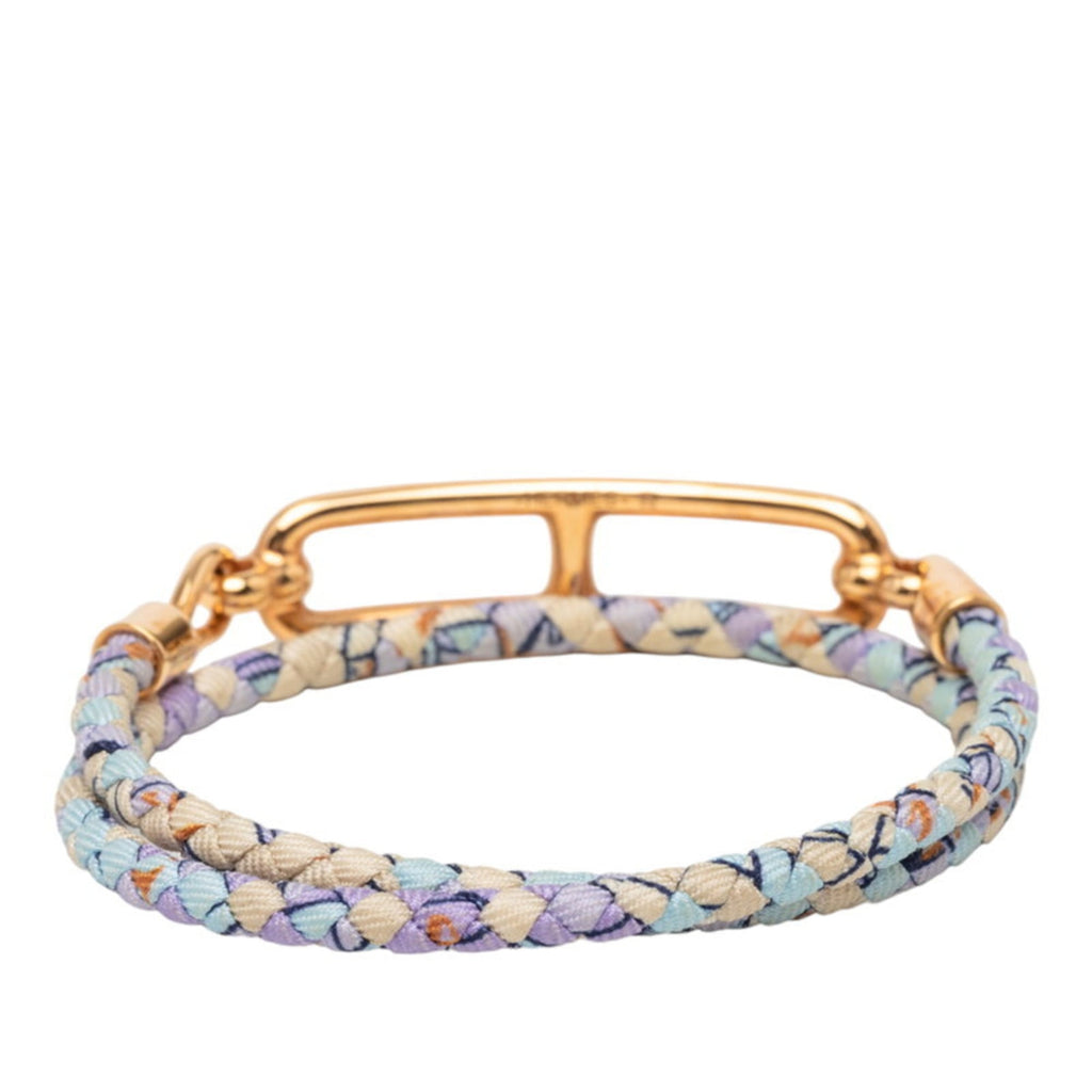 Hermes Hermès Luli Double Tour Bracelet in Gold and Multicolored Silk with Plated Finish for Women