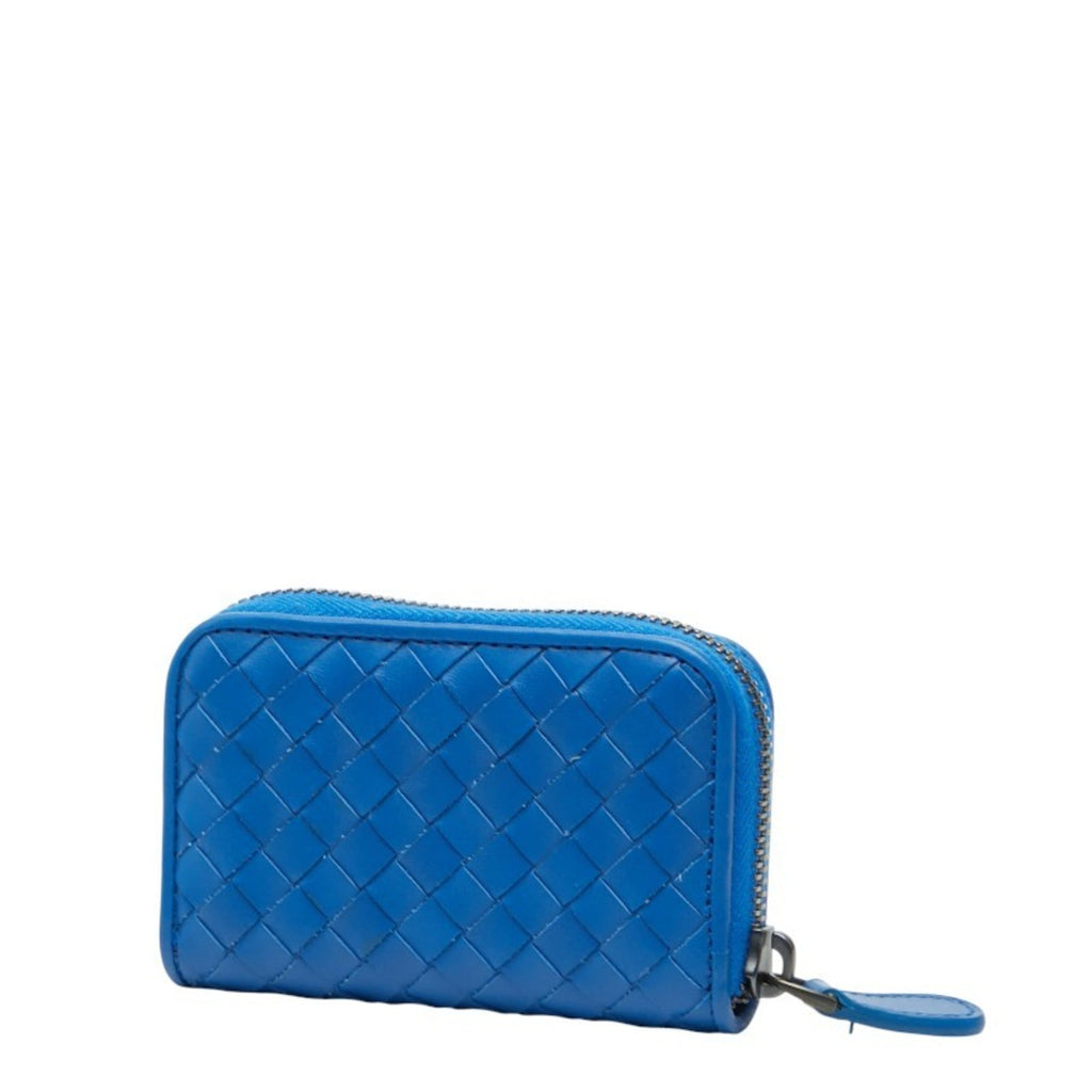 Bottega Veneta Intrecciato Wallet/Coin Purse Blue Leather Women's BOTTEGAVENETA