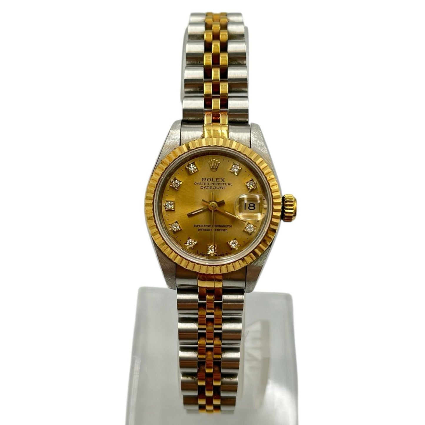 Rolex Datejust Watch 69173G with 10 Diamonds, Stainless Steel and Yellow Gold, Women's