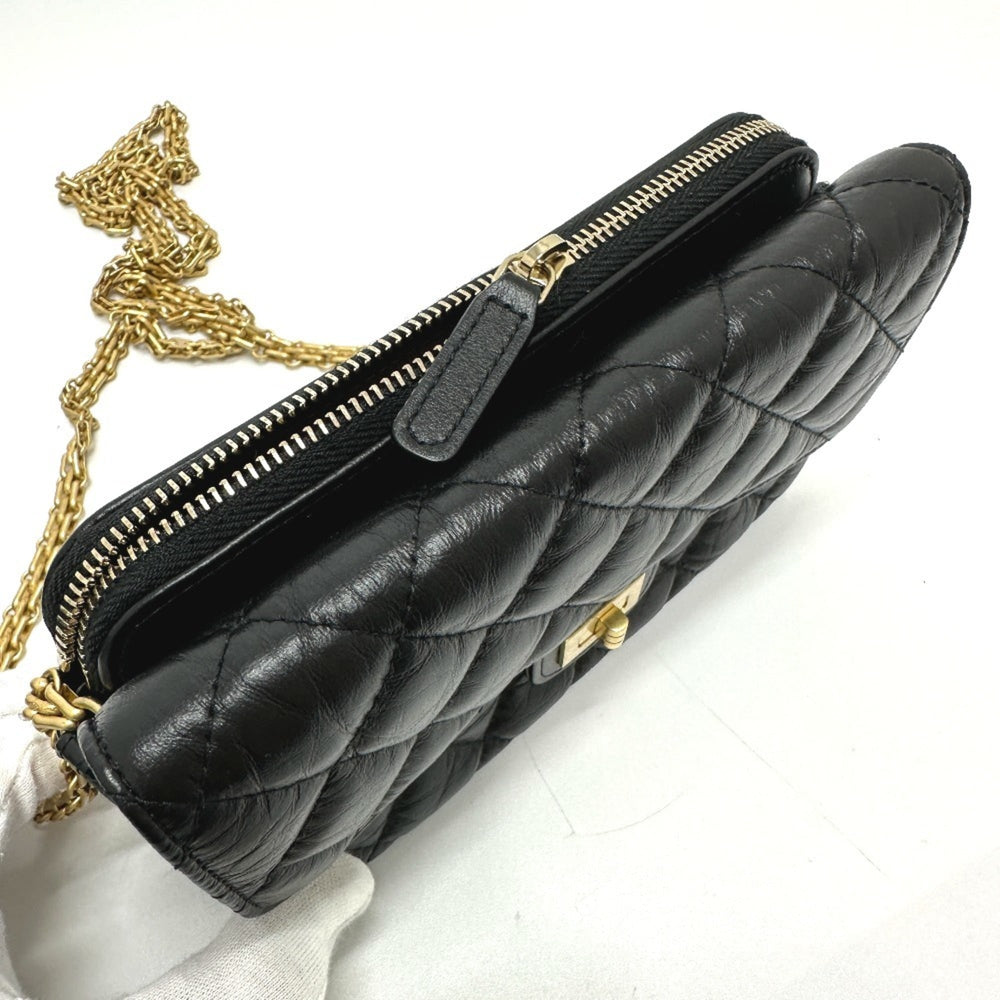 CHANEL AP2215 2.55 Mademoiselle Matelasse Chain Wallet Shoulder Bag Calfskin Women's Black G-230510-29 — New - Store Return