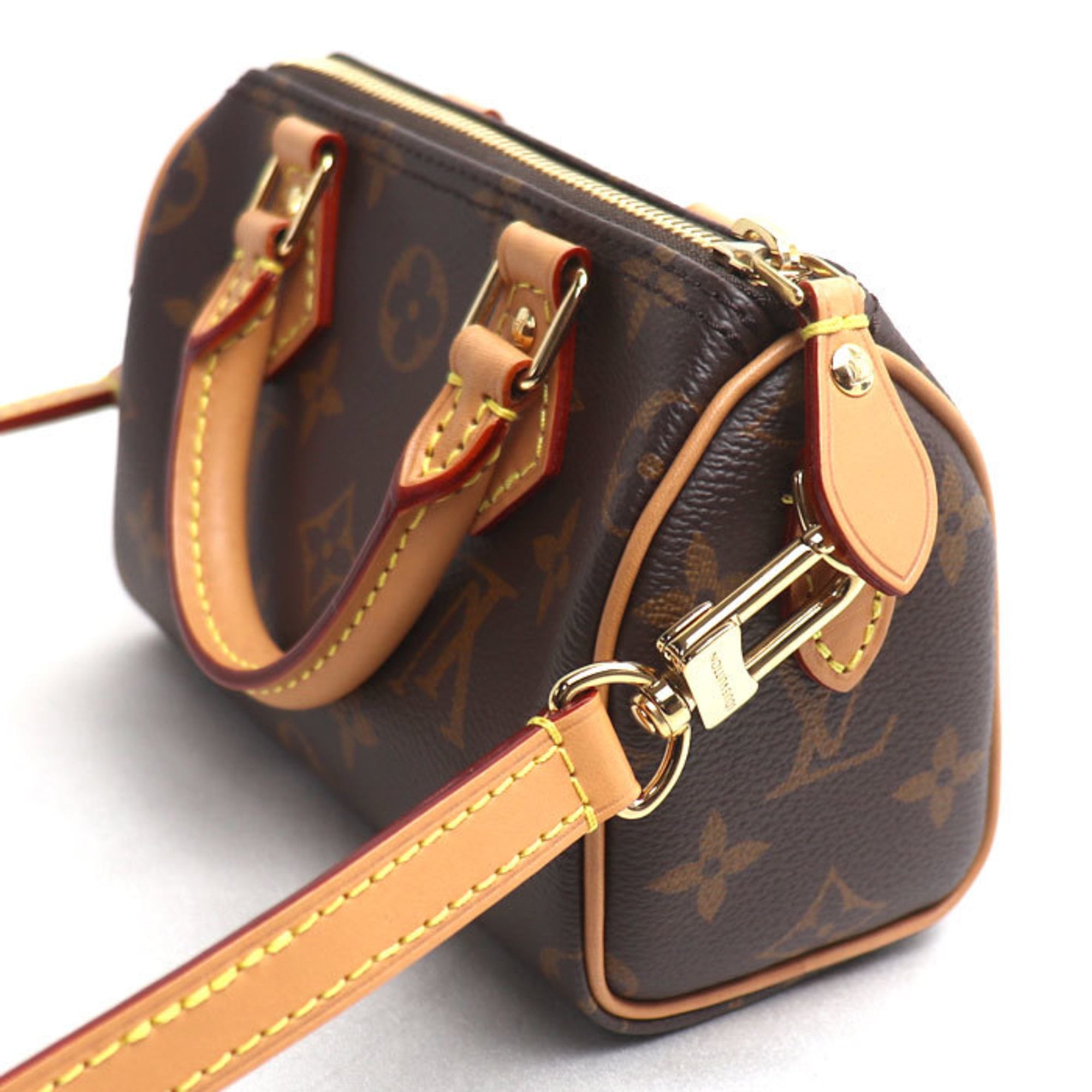 LOUIS VUITTON Louis Vuitton Nano Speedy 2-Way Shoulder Bag Brown M81085 Women's