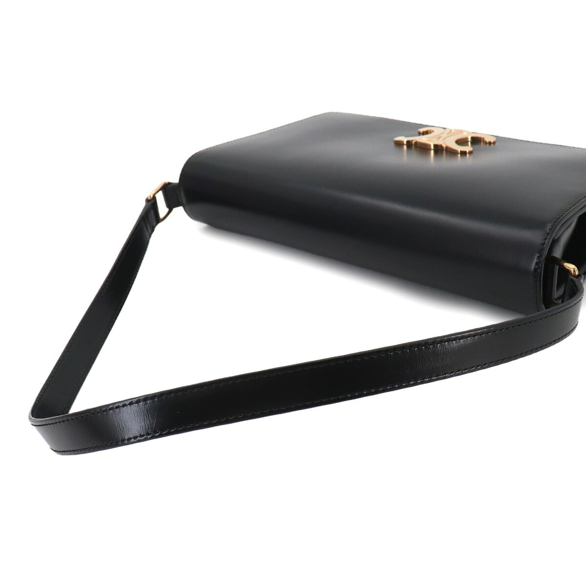 Celine Triomphe Trapeze 2-way Shoulder Clutch Handbag, Leather, Black, 199283BF4, Gold Hardware, Bag — New - Store Return