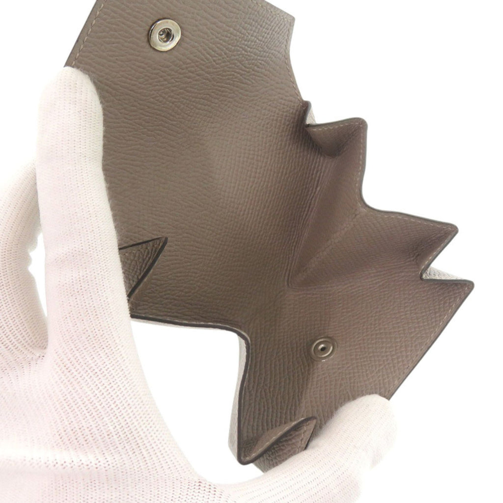 Hermes Like new Hermès Levain Quatre Epsom Leather Asphalt A Stamp (2017) Gray Wallet/Coin Case 1097