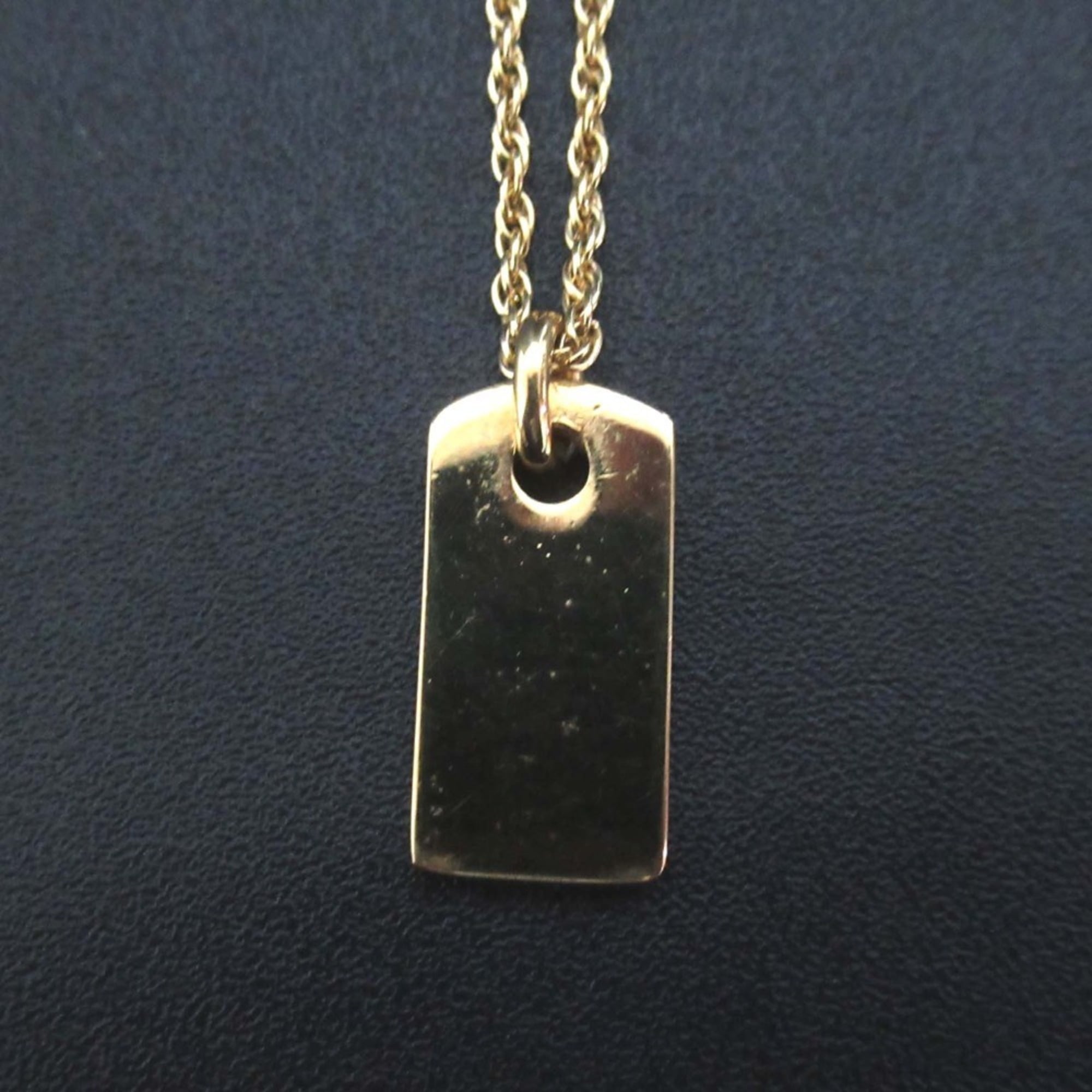 Vintage Christian Dior Dog Tag Logo Necklace Pendant in Gold, GP, for Women