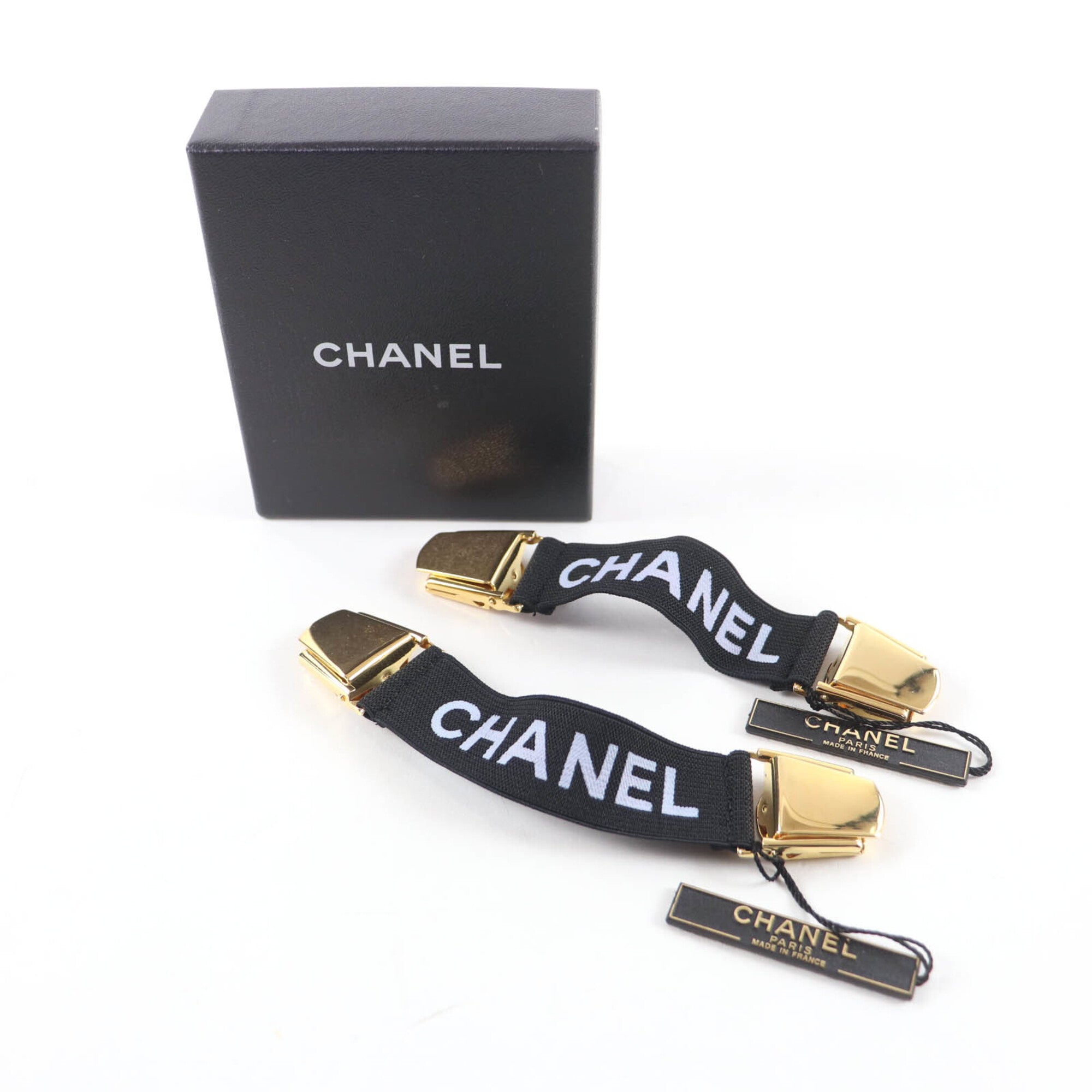 CHANEL Vintage 94P A03530 Logo Design Armband, Black with Gold Hardware, Box, Women's — Like New