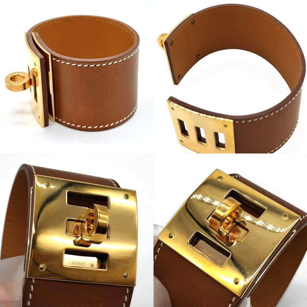 Hermes Hermès Kelly Dog Bangle Bracelet in Brown Box Calf Leather