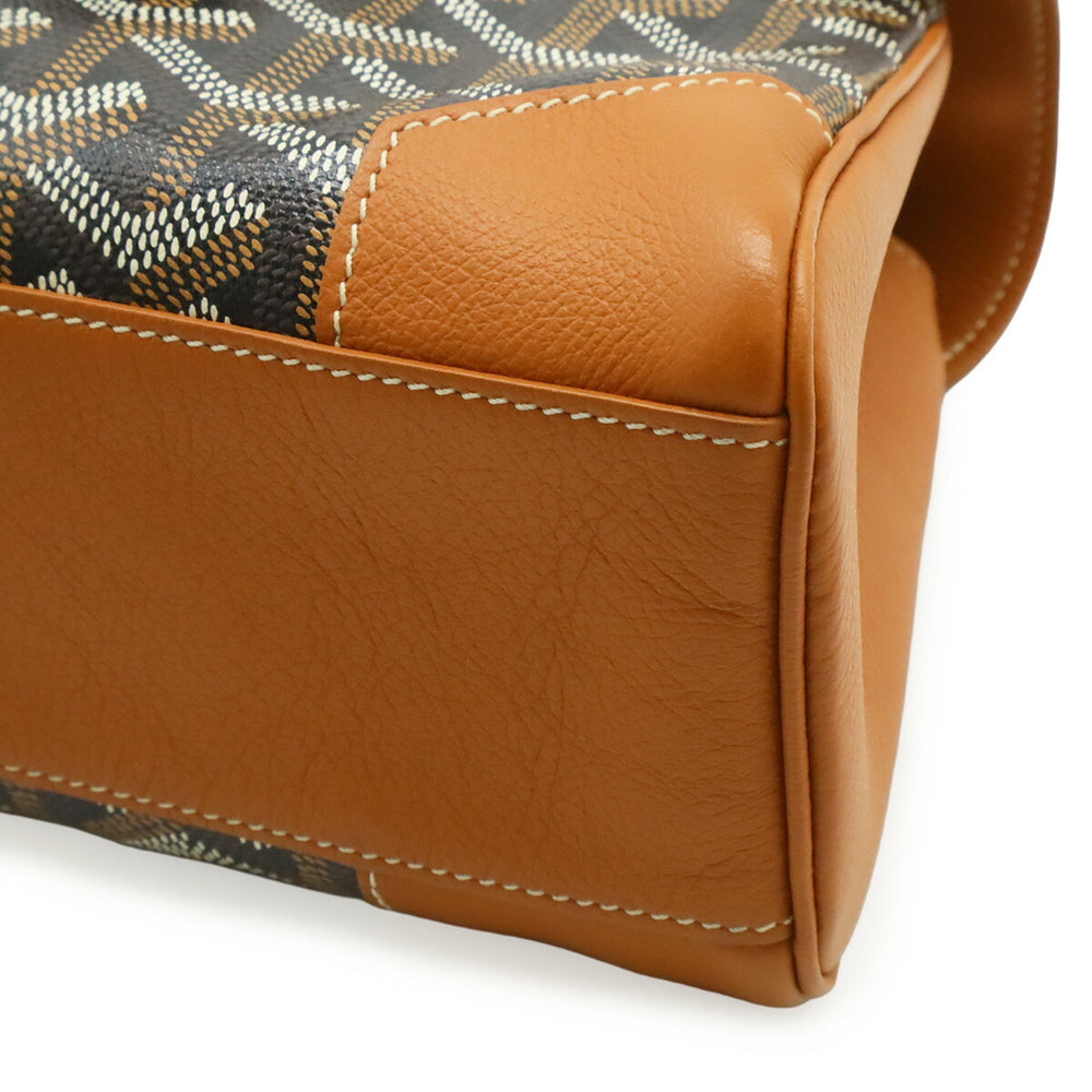 GOYARD Saigon Mini Handbag, Wood Handle Shoulder Bag, Herringbone Pattern, Brown/Black, SAIGONMINTY01CL03P — Like New