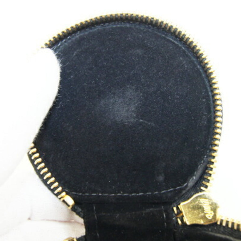 CHANEL Case Coco Mark A02786 Black Caviar Leather Pouch Round Women's