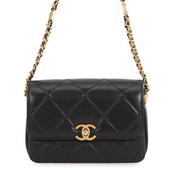 Chanel Chain Shoulder Bag Matelassé Mini Flap Coco Mark Lambskin AS4862 CHANEL Handbag Black Women's — Like New