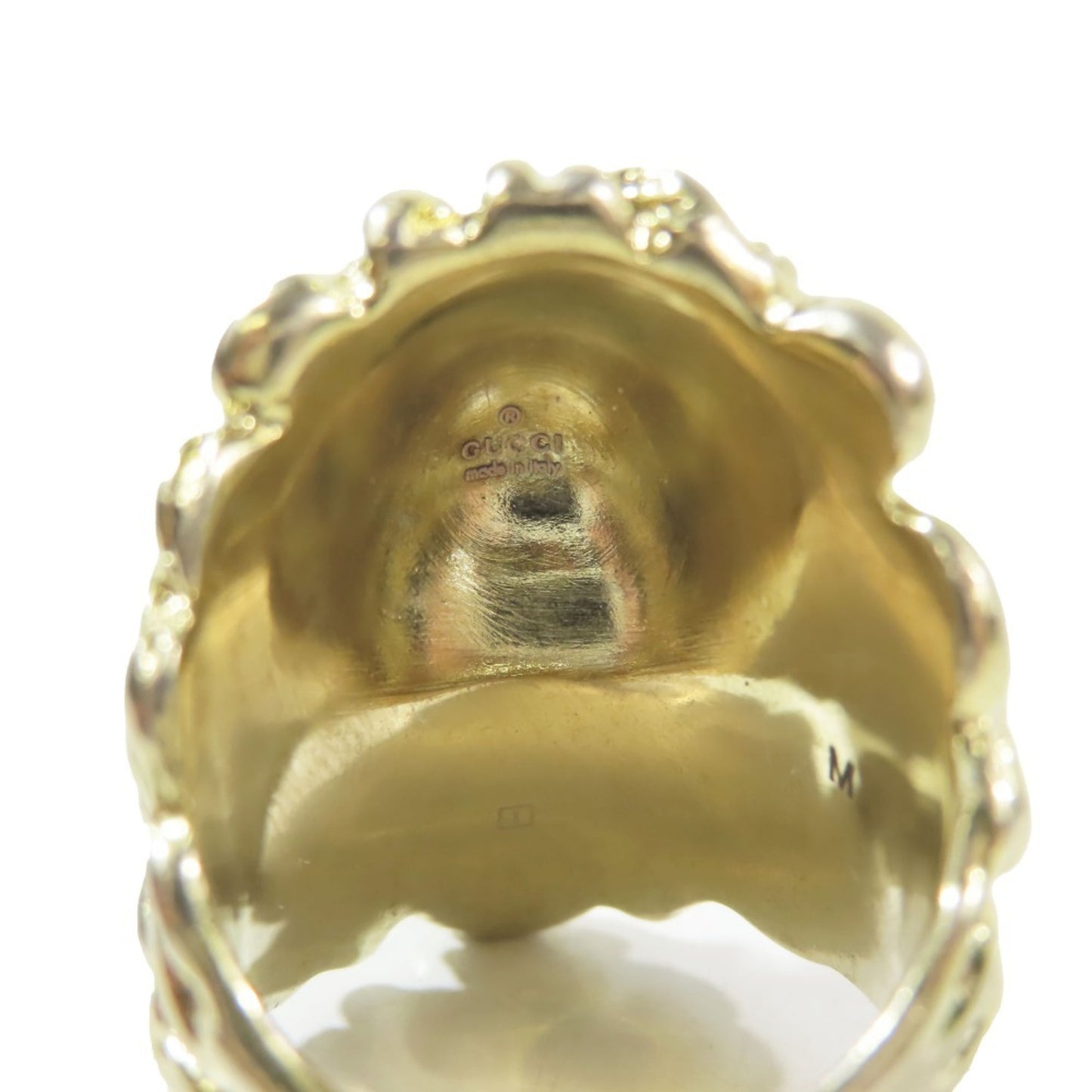 GUCCI Lion Head Ring Emerald Green Accessory Gold M Men's
