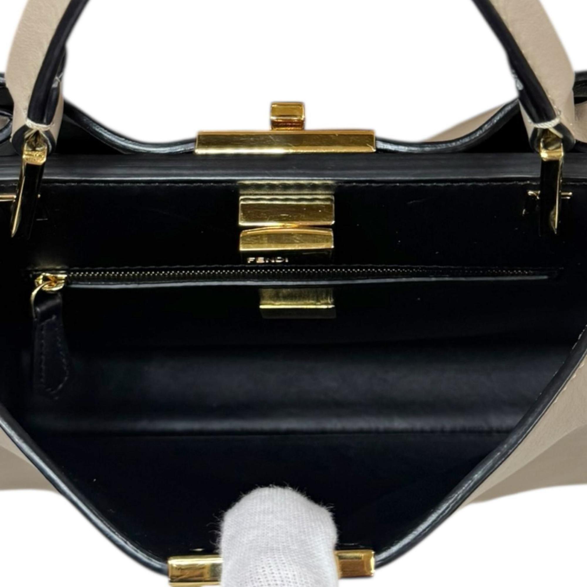 Fendi Peekaboo Iconic Essential Shoulder Bag Leather 8BN302 Beige Women's FENDI