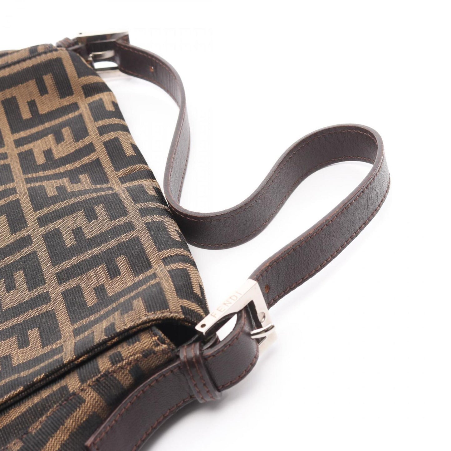 Fendi Mamma Bucket Shoulder Bag, Canvas and Leather, Women's, Brown Black