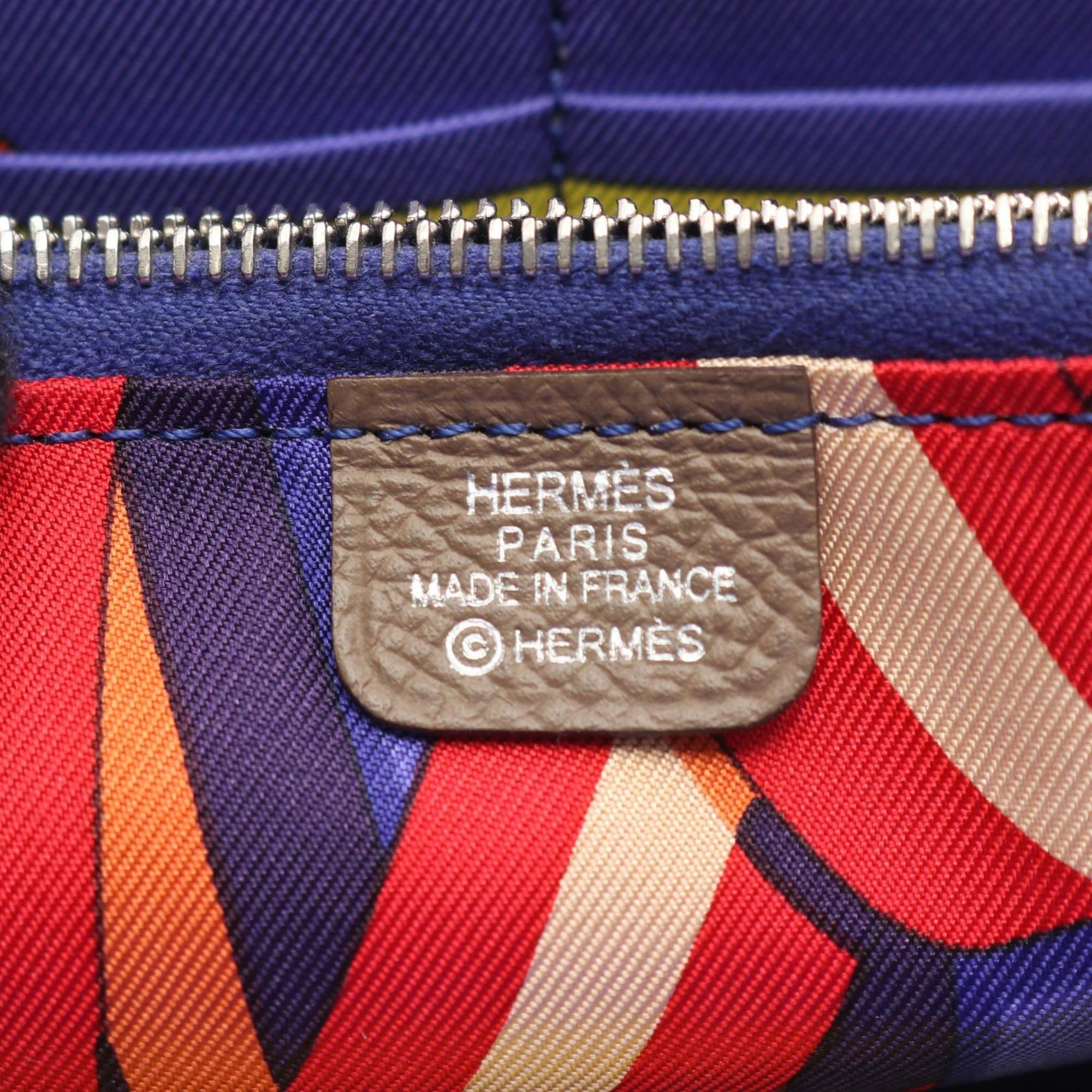 Hermes Hermès Azap Long Silkin Round Wallet, Leather, Epsom Women's, Gray