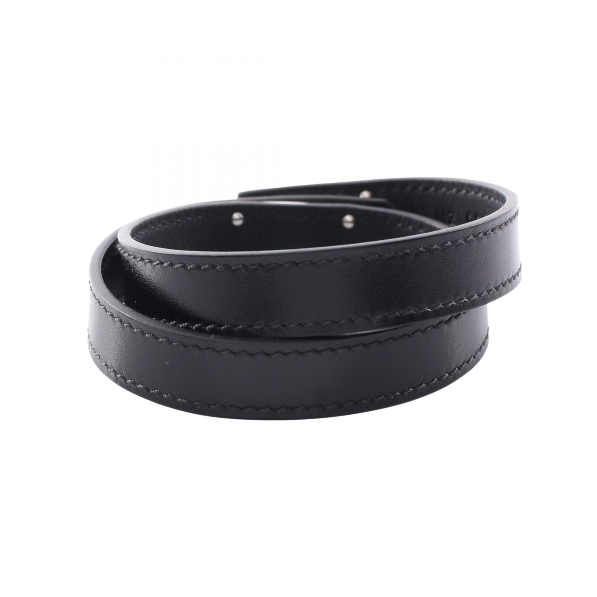 Hermes Kelly Bracelet Double Tour Accessory Calfskin (Cowhide) Stainless Steel Box Calf Women's Black/Silver — New - Store Return