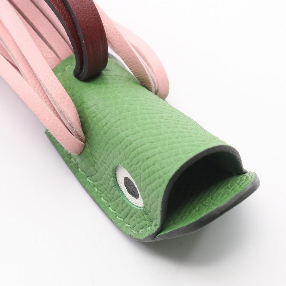 Hermes Poisson Rose Sakura Vert Yucca Rouge H Charm Accessory, Veau Epsom Agneau Milo, Leather, Women's, Pink, Green, Bordeaux — New - Store Return