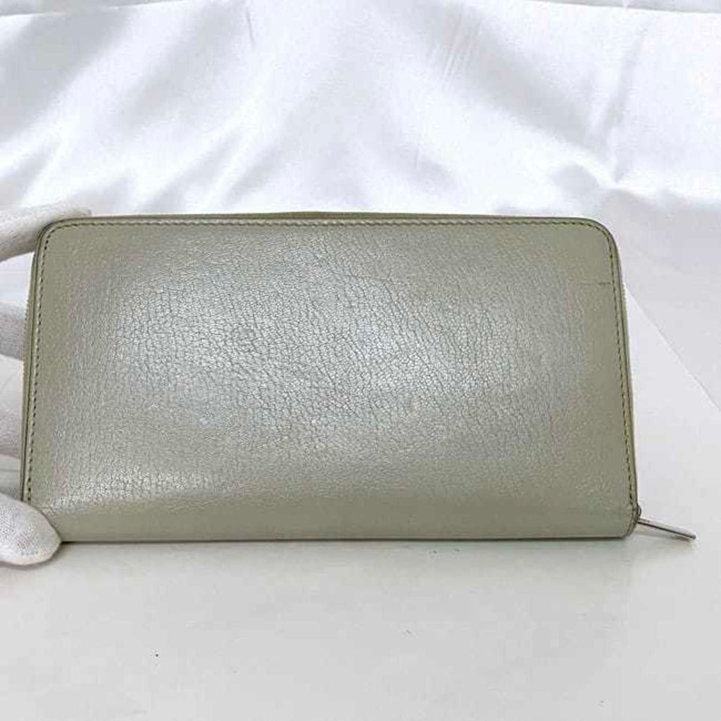 Celine Round Long Wallet Large Zip Multi-Function ec-22650 Gray 105003 Leather S-PG-3176 CELINE Women's