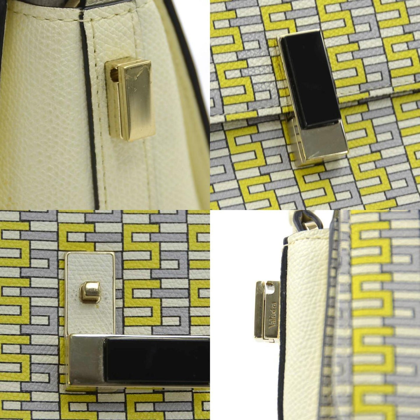 Valextra Iside Crossbody Leather Handbag/Shoulder Bag in Yellow, Gray, and Ivory, Women's, 90174g