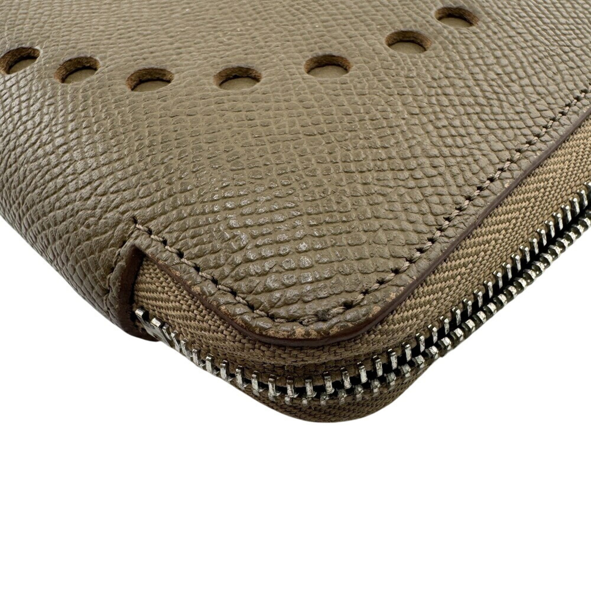 HERMES Round Zip Evelyne Long Wallet Brown Women's