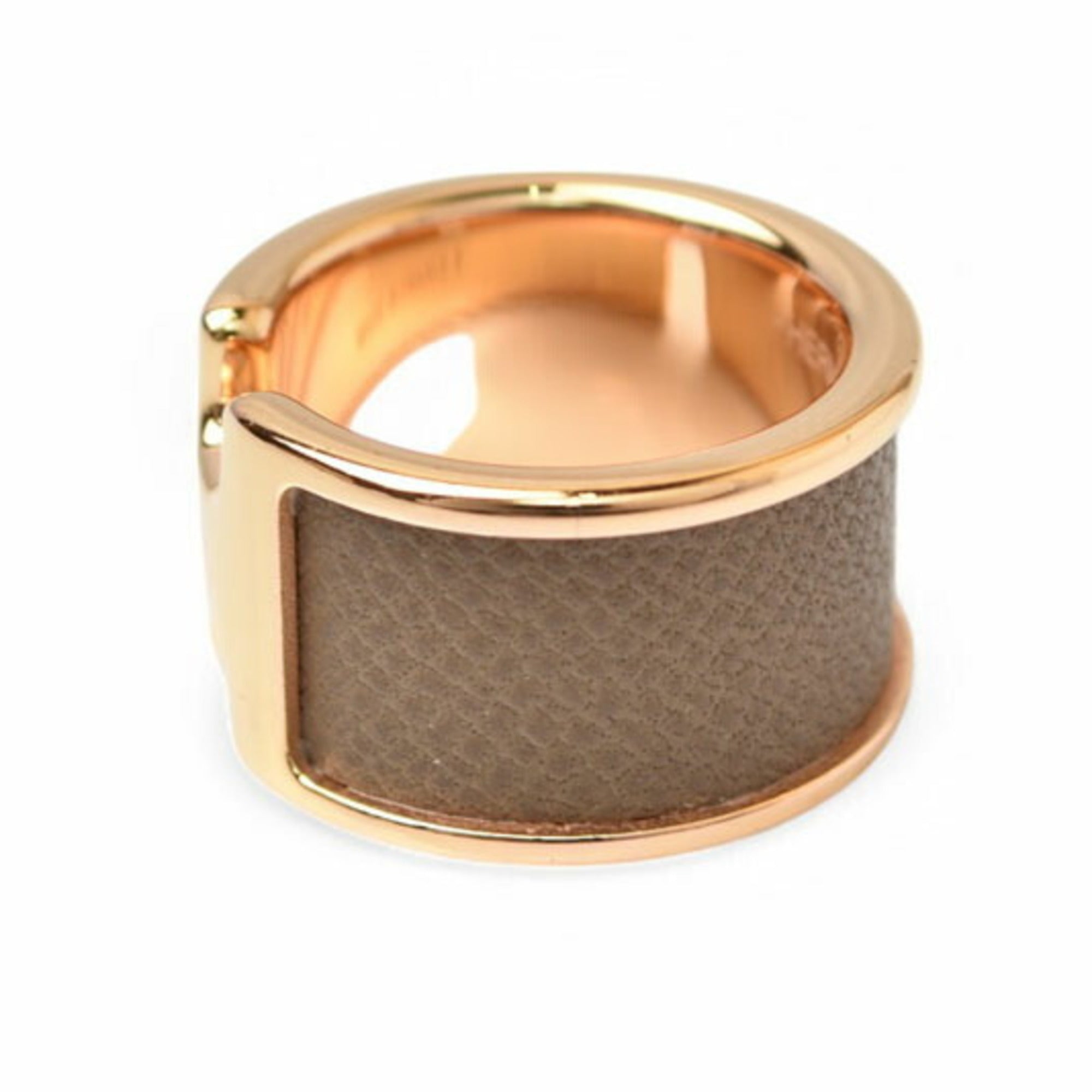Hermes Ring/Olympe GM HERMES Leather/Metal S Size/Approx. Size 11 Etoupe/Gold — Like New