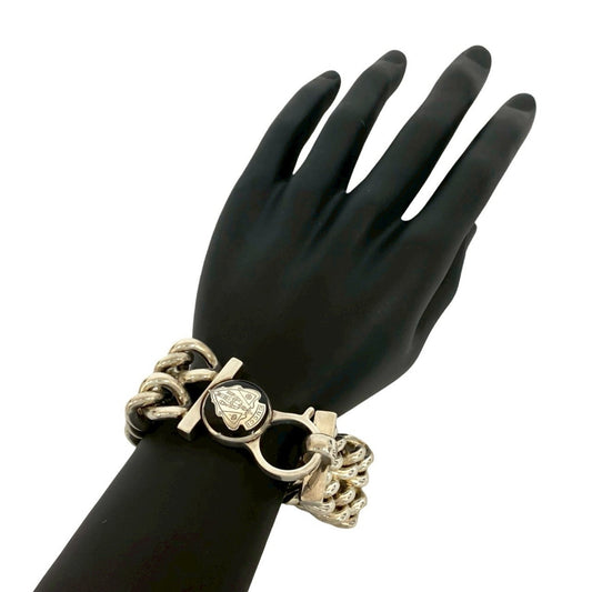 GUCCI Crest Logo Motif Silver 925 Bracelet Chain Bangle Men's 85464