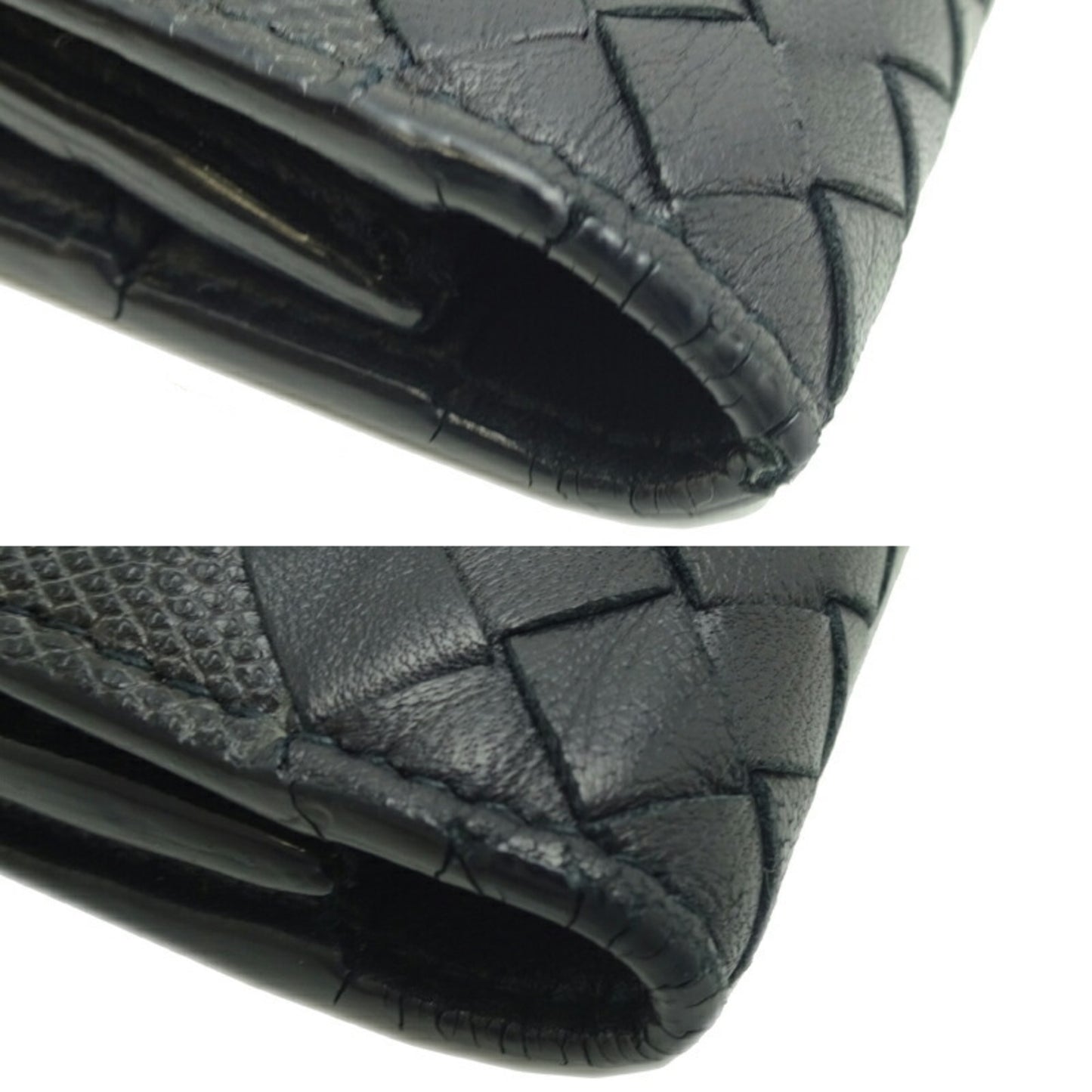 Bottega Veneta Intrecciato Cangle Long Wallet Men's 113993 Leather Black