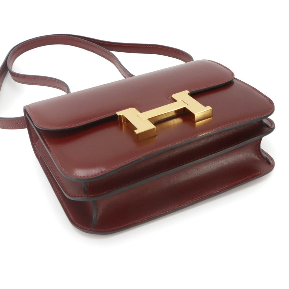 Hermes Constance 3 Mini 18 Shoulder Handbag, Box Calf Leather, Rouge H, Gold Hardware — Like New