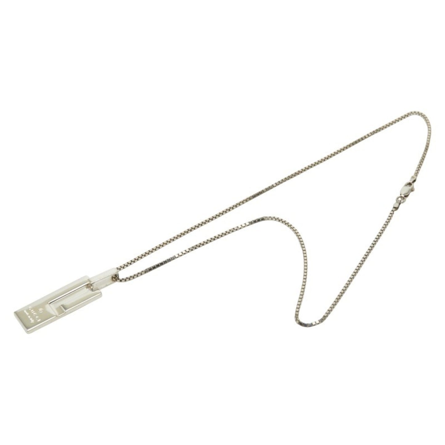 Gucci logo plate necklace in SV925 silver for women.