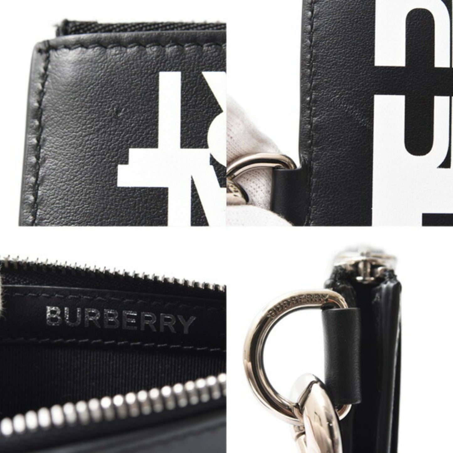 Burberry Men's and Women's Card Case Coin from the Universal Passport Collection, Black with Shoulder Strap Leather, 8051832