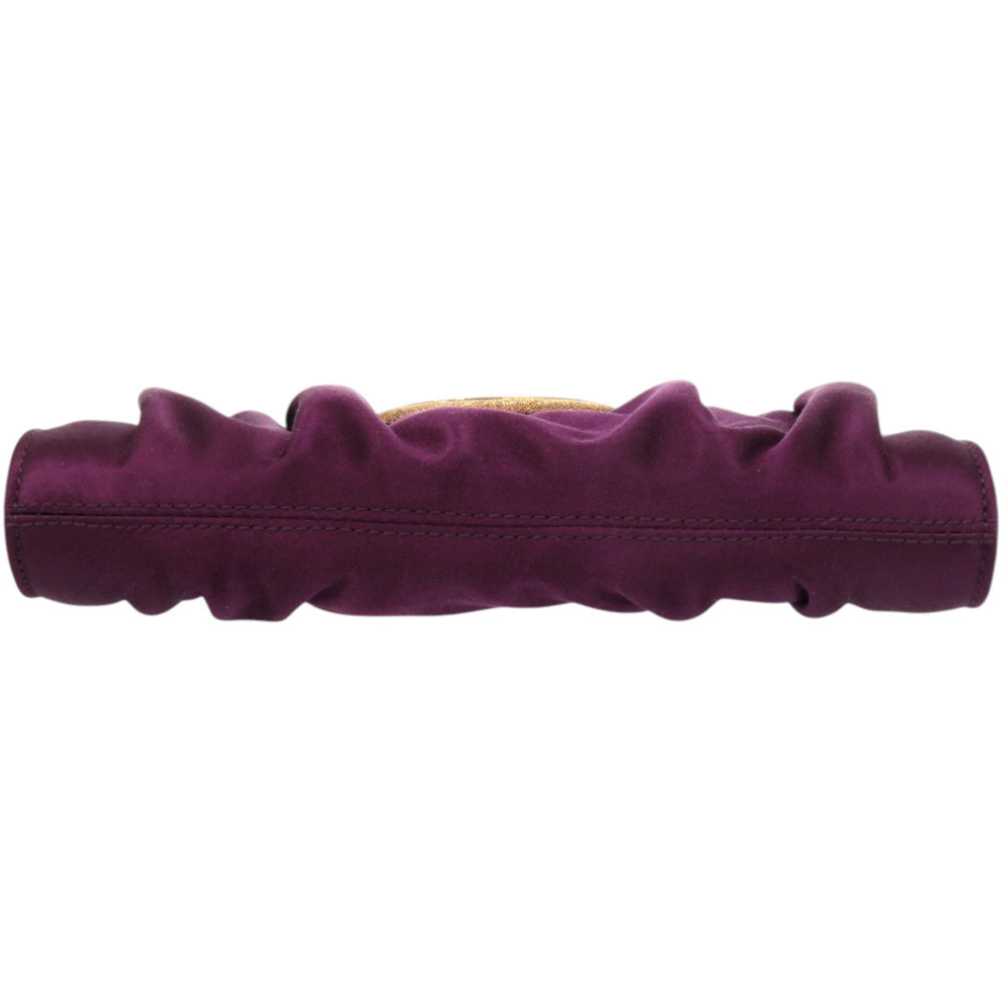 Like new Salvatore Ferragamo Gancini E0 21 B912 satin purple clutch bag 0467 — Like New