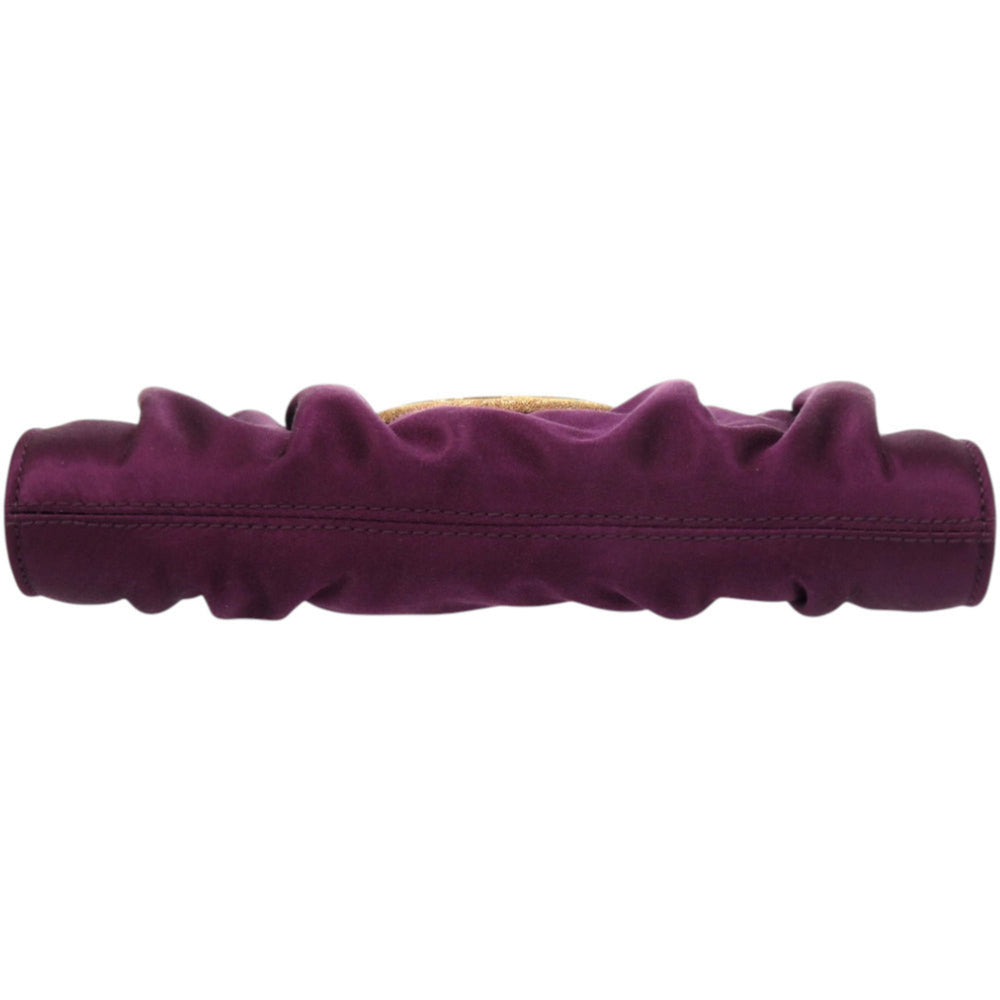Like new Salvatore Ferragamo Gancini E0 21 B912 satin purple clutch bag 0467 — Like New