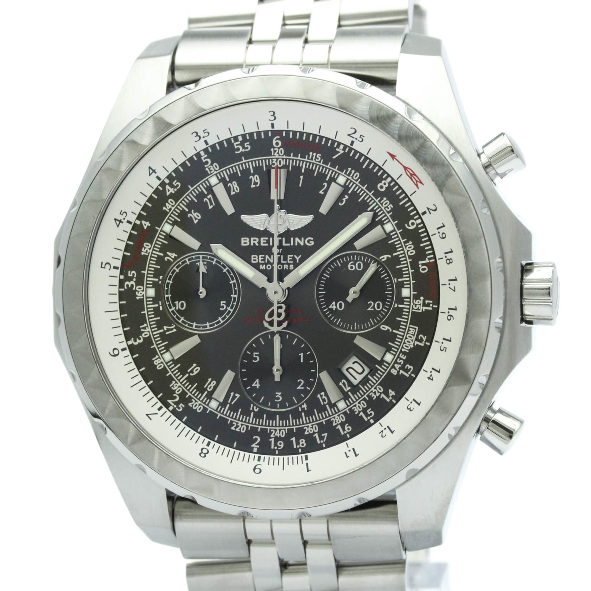 BREITLING Bentley Motors Steel Automatic Mens Watch A25363 Polished — Very Good