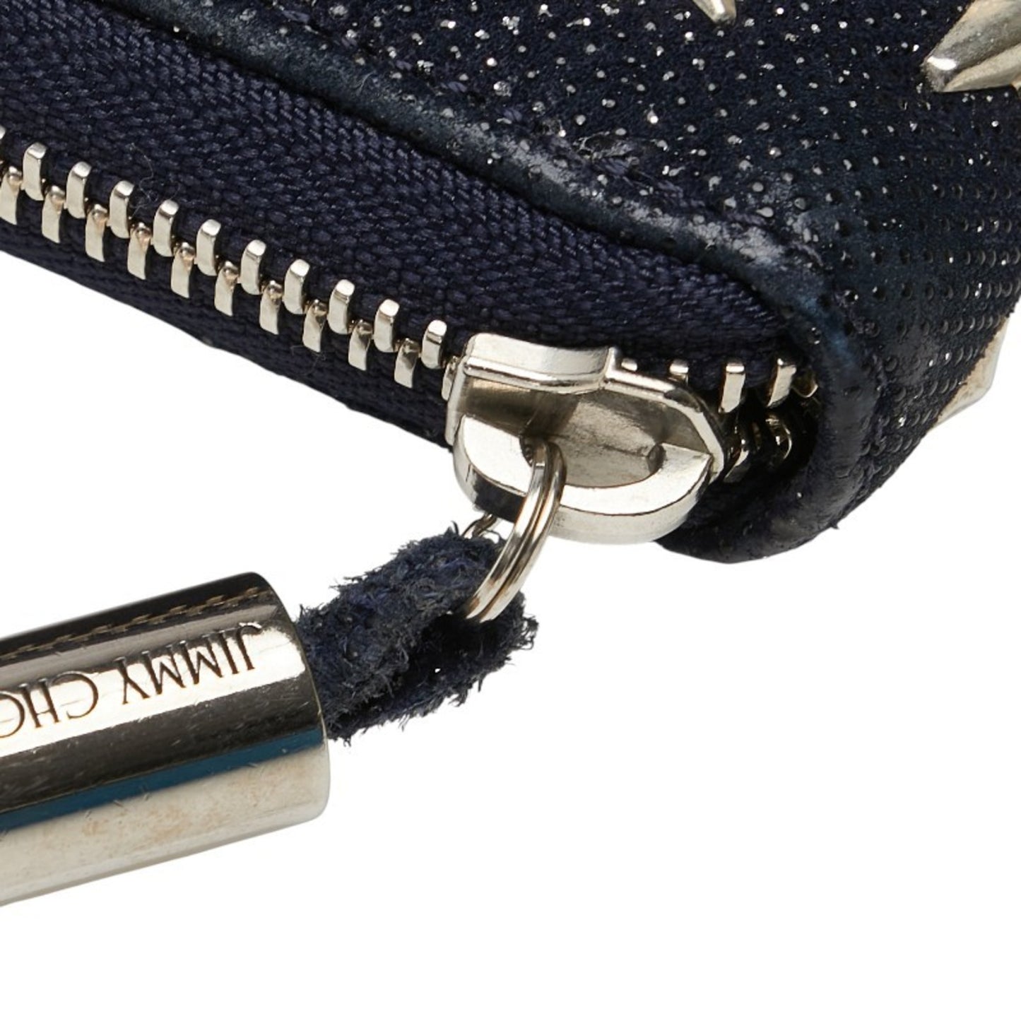 Jimmy Choo Star Studs Long Wallet Navy Canvas Leather Women's JIMMY CHOO