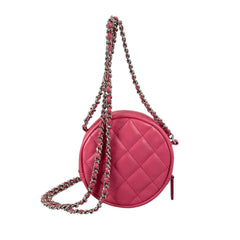 Chanel CHANEL Shoulder Bag, Round Chain, Coco Mark, Matelassé Mini, Lambskin, A70657 Pink — Like New