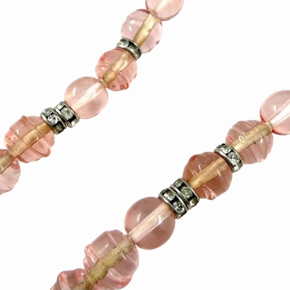 CHANEL (Chanel) 2023 Model B23S Coco Mark Ribbon Rhinestone Choker Necklace, Pink and Silver, with Box, Made in Italy, Women's — Like New