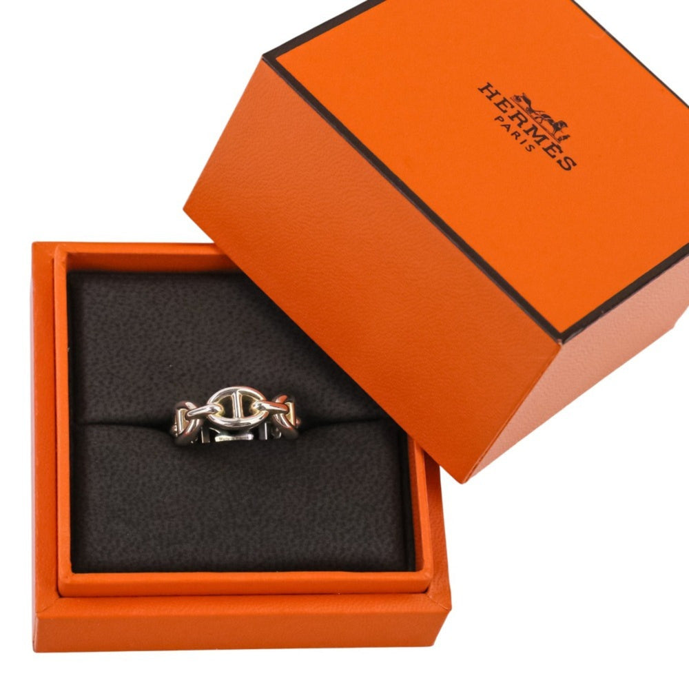 HERMES Chaine d'Ancre Enchaine PM AG925 Ring, Size 49 (equivalent), Silver, Women's — Like New