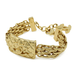CHANEL Matelassé Coco Mark Chain Bracelet, Handbag Motif, GP Gold, B23 K — Like New