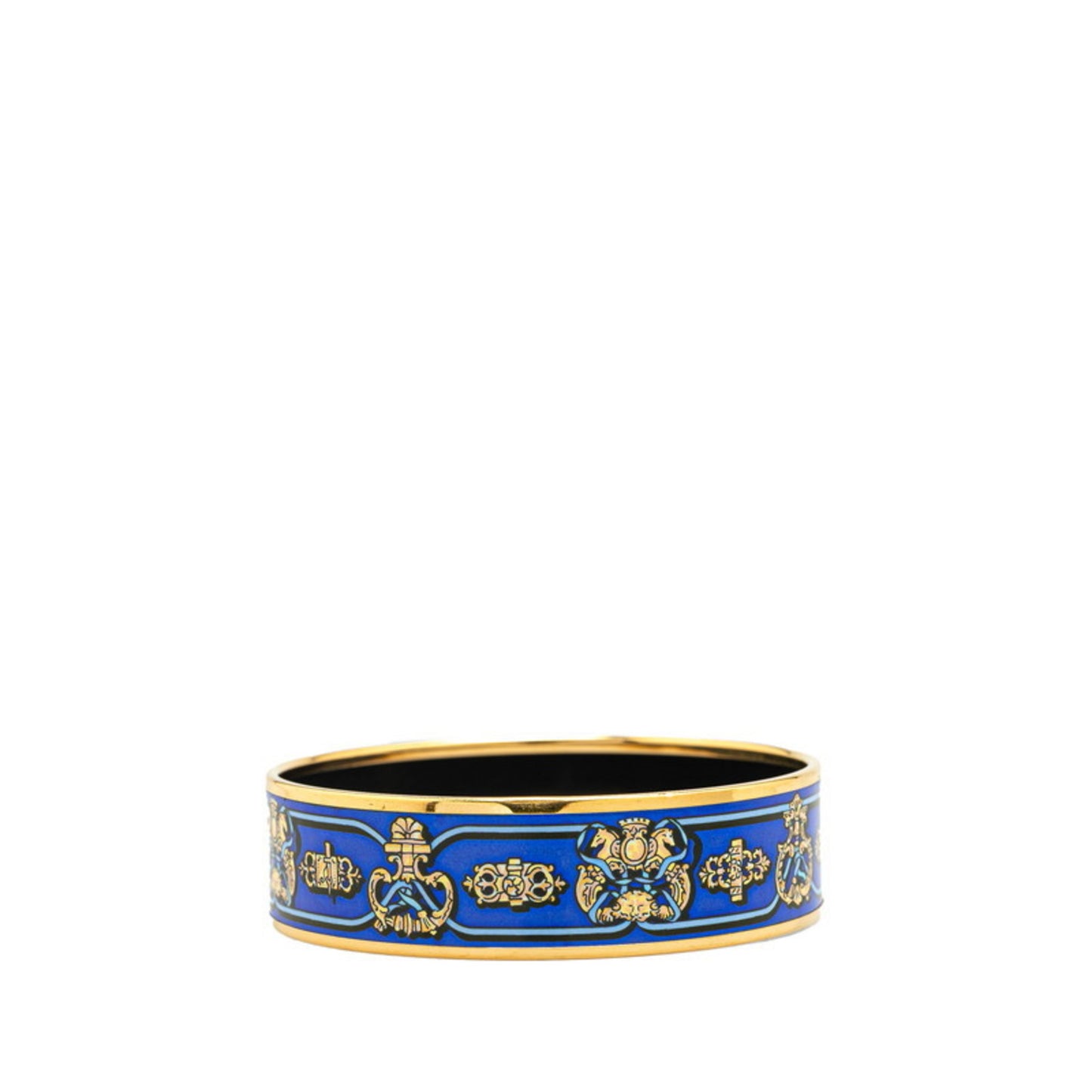Hermes GM Emaille Bangle Blue Gold Plated Women's HERMES