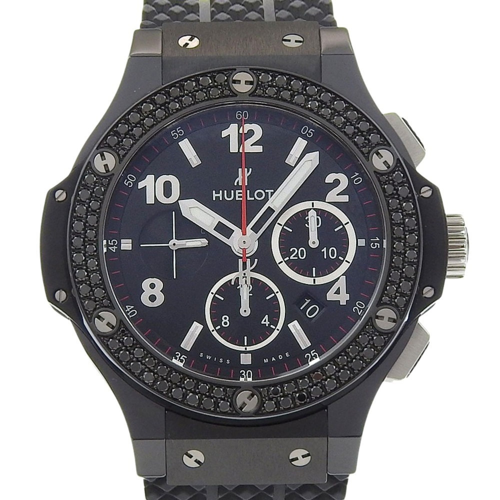 Hublot Big Man Black Magic Watch, Diamond Bezel, 301.CV.130.RX.110, Ceramic x Titanium Rubber, Black, Automatic Chronograph, Dial, Men's Watch — Very Good