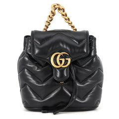 Gucci GG Marmont Leather Backpack 777253, GUCCI Handbag, Black, Handbag for Women — Like New