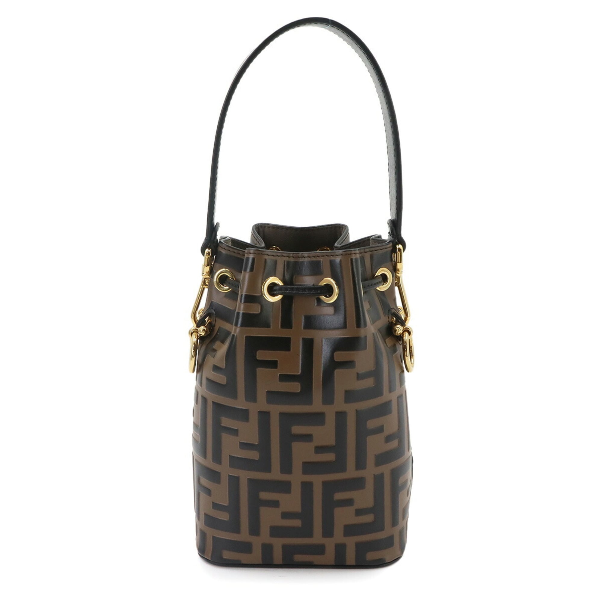 Fendi Zucca Mon Tresor 2-way Hand/Shoulder Handbag, Leather, Brown/Black, 8BS010, Gold Hardware — Like New