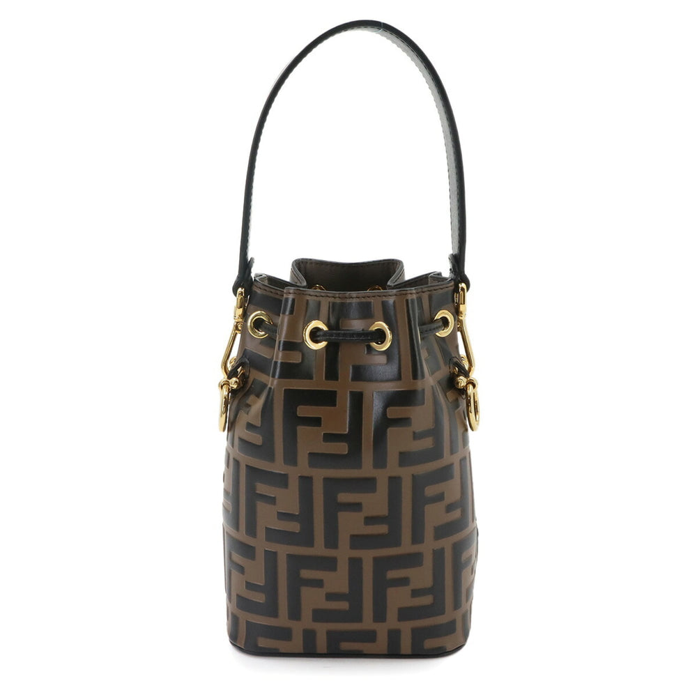 Fendi Zucca Mon Tresor 2-way Hand/Shoulder Handbag, Leather, Brown/Black, 8BS010, Gold Hardware — Like New