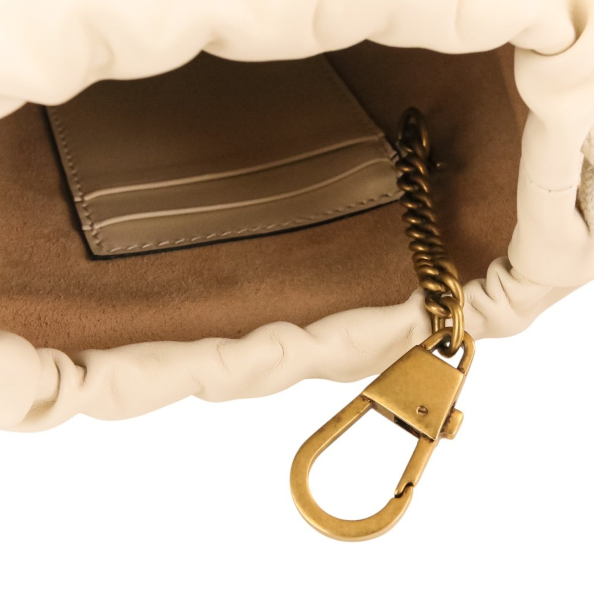 GUCCI GG Marmont Leather Mini Bucket Chain Shoulder Bag 575163 Ivory Women's — Like New