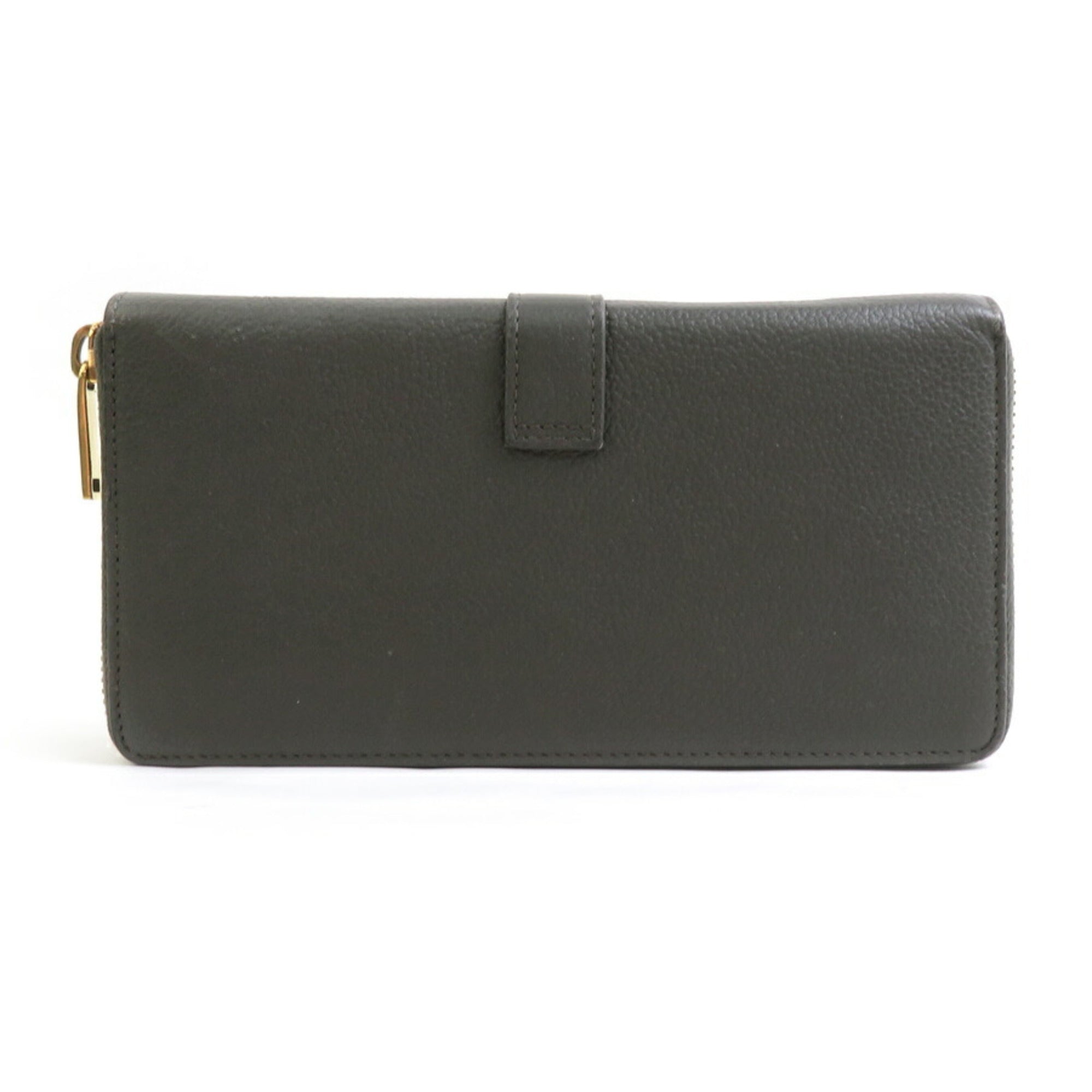 Saint Laurent round long wallet in khaki brown and gold leather for men women, r10683a