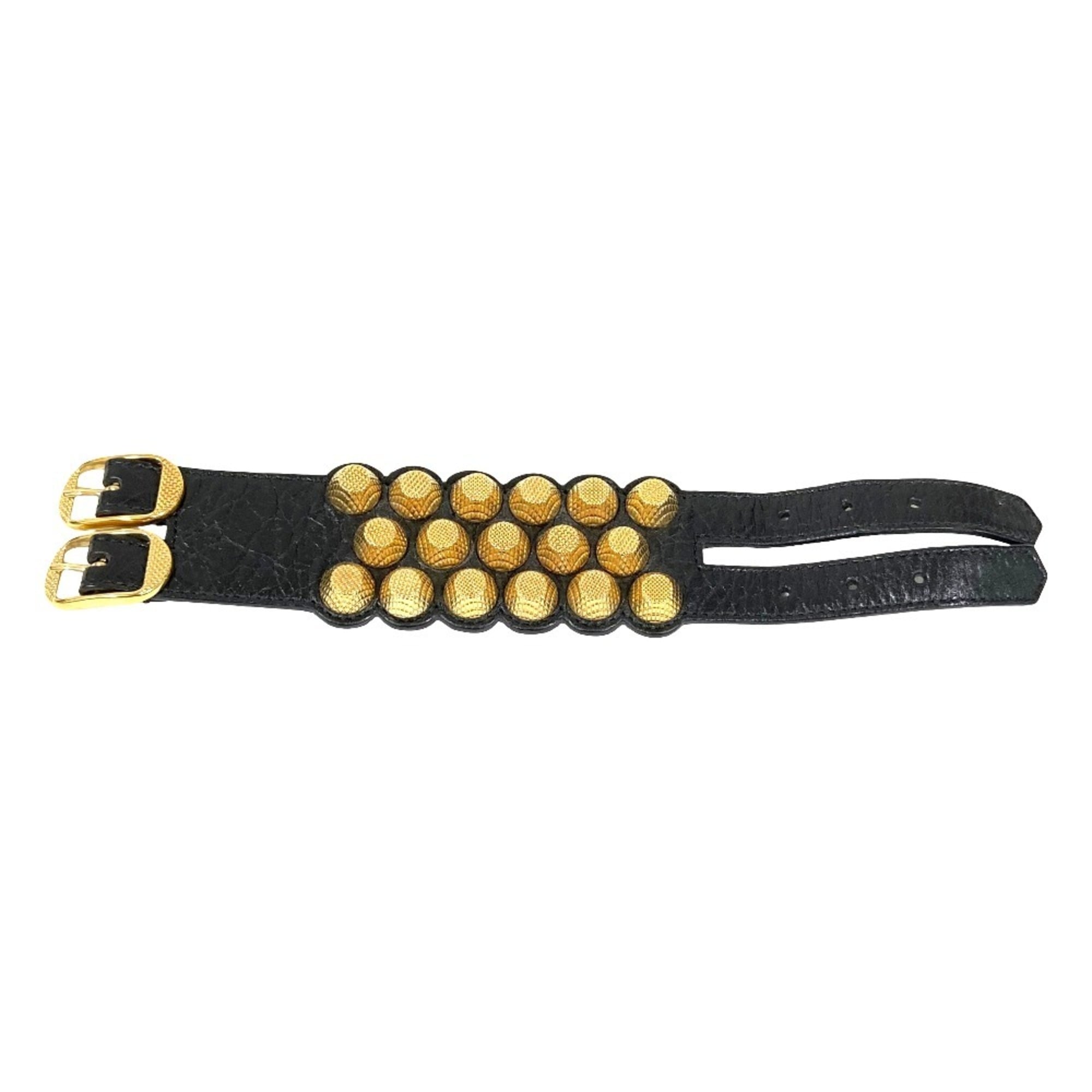 BALENCIAGA Giant Studded Leather Bracelet Bangle Black Women's — Like New