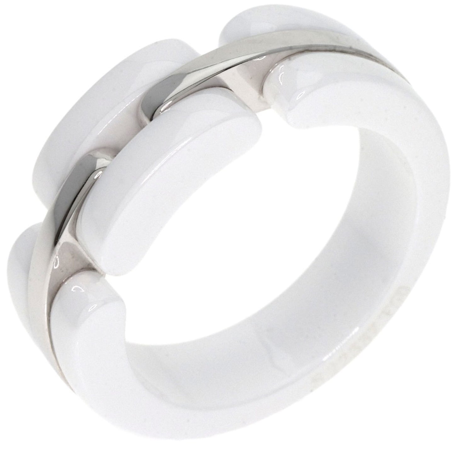 CHANEL Ultra Collection Medium Ring, 18K White Gold and Ceramic, Women's