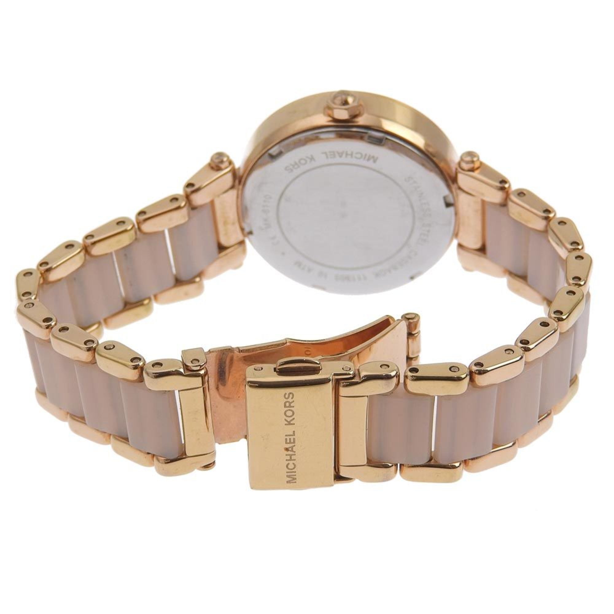 Michael Kors Day Date Watch MK6110 Stainless Steel x Acetate Rose Gold Quartz Multi-hand Analog Display Dial Women's — Good