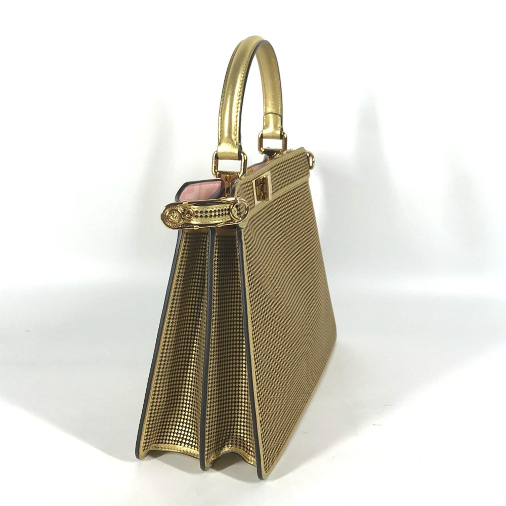 Fendi 8BN321 Versace VERSACE collaboration 2WAY Shoulder Bag Hand Bag Gold pink — Like New