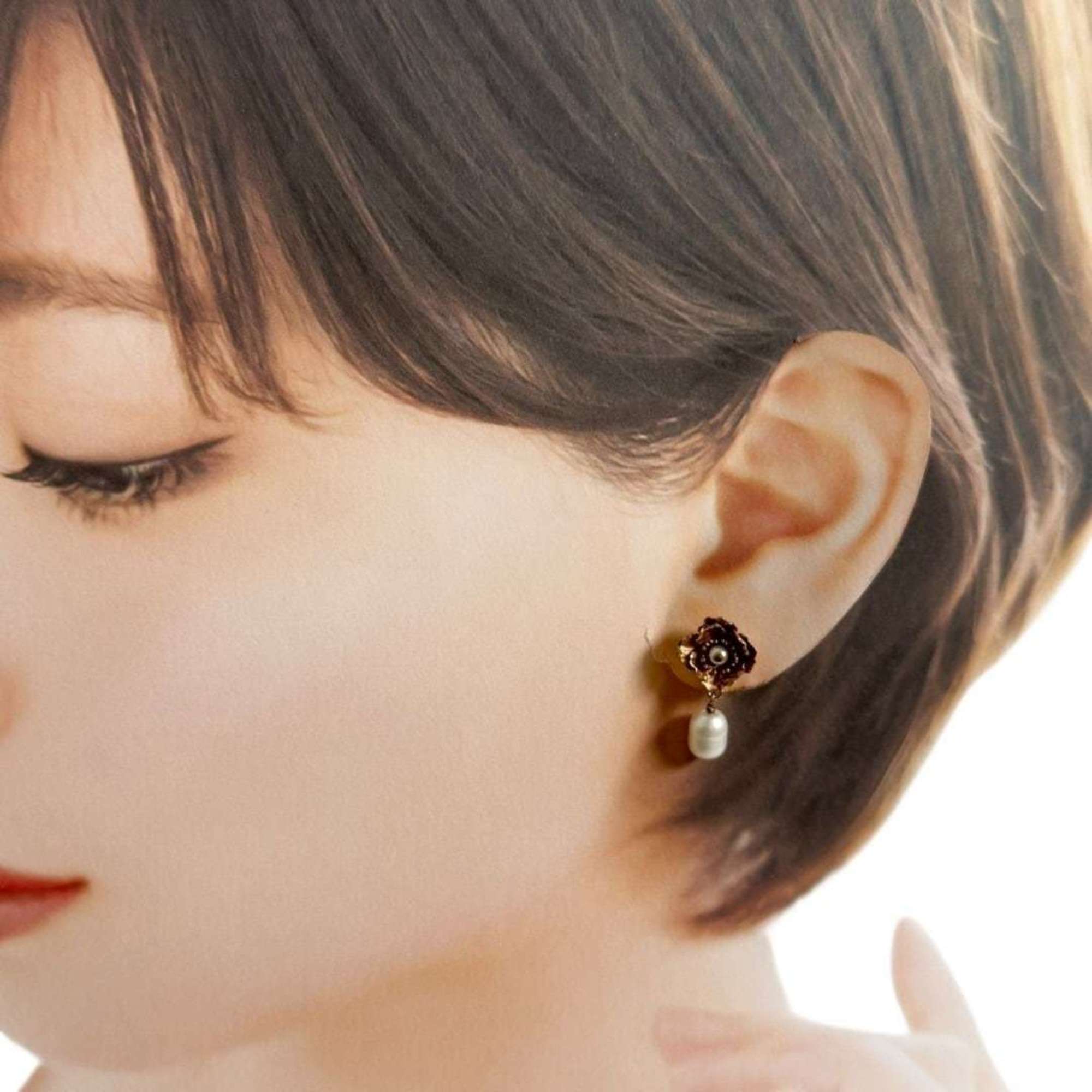 Christian Dior Dior Women's D Millefiori Earrings with Asymmetrical Flowers