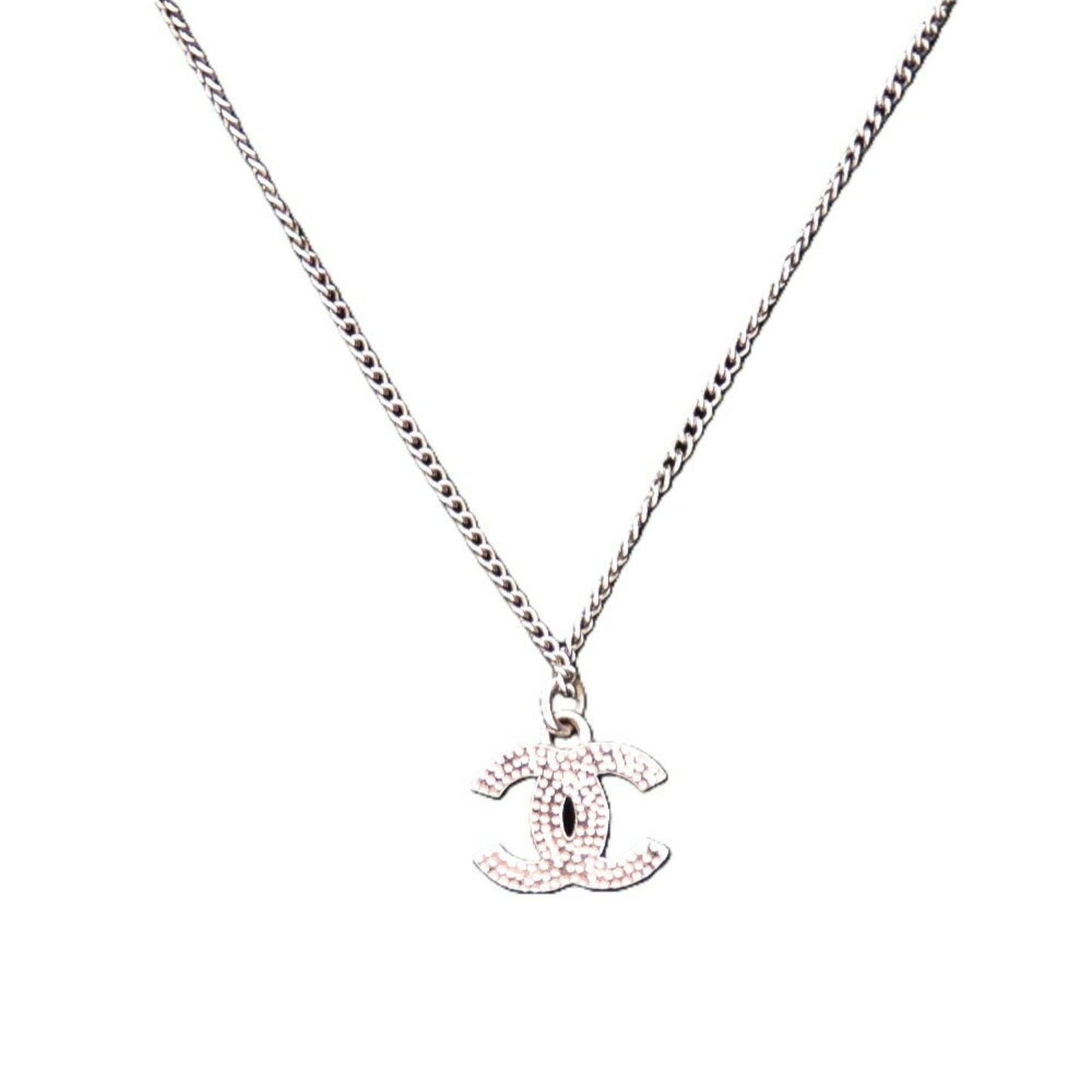 Chanel Coco Mark A28942 Metal Rhinestone Silver 0834 Necklace CHANEL